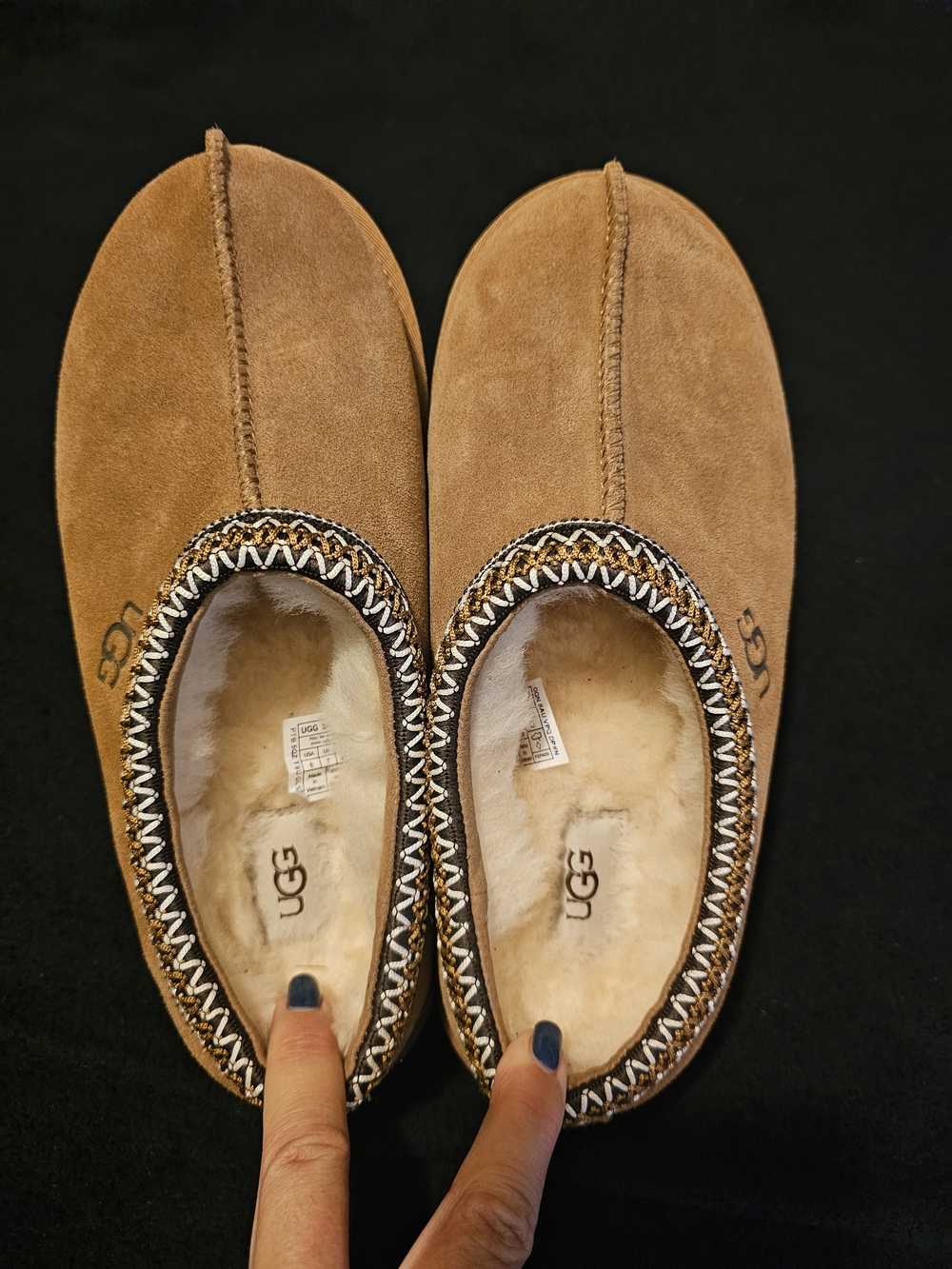 UGG Chestnut Brown Suede Shearling Slip-Ons